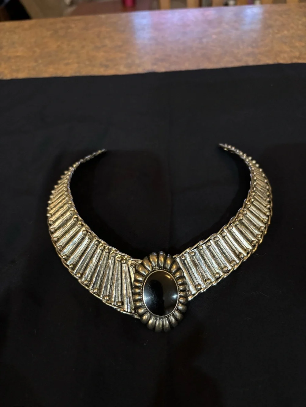 Silver-Tone Statement Choker Collar Necklace Vintage Estate Jewelry